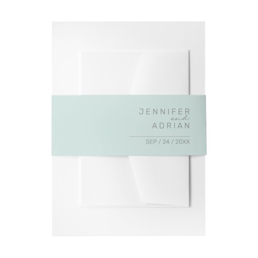 エレガントでクールなミント ミニマル モダン インビテーション 招待状ベリーバンド (正面例)