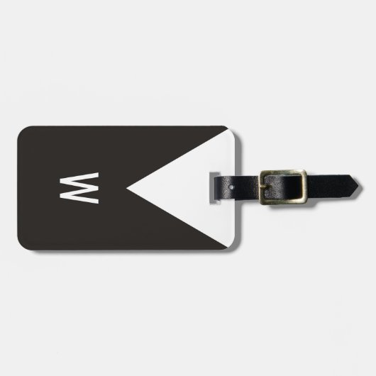 エレガントでクールな白黒の幾何学的なモノグラム ラゲッジタグ (正面横)