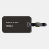 エレガントでクールな白黒の幾何学的なモノグラム ラゲッジタグ (裏面横)