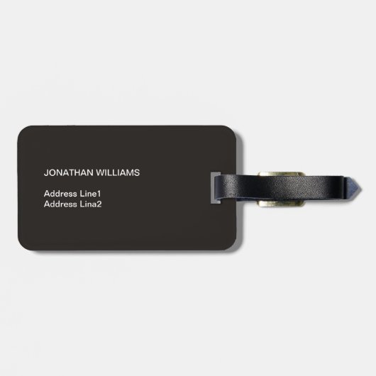 エレガントでクールな白黒の幾何学的なモノグラム ラゲッジタグ (裏面横)