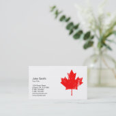 エレガントでグランジで赤いカナダのカエデの葉の名刺 名刺 (スタンド正面)