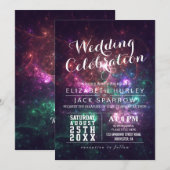 エレガントでゴージャスな銀河のウェディング招待状 招待状 (正面/裏面)