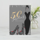 エレガントでゴージャスな50歳の誕生日パーティー招待状 招待状 (スタンド正面)