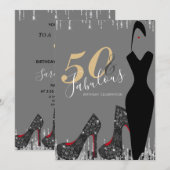 エレガントでゴージャスな50歳の誕生日パーティー招待状 招待状 (正面/裏面)