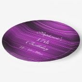 エレガントでサイケデリックな紫色の第17誕生日 ペーパープレート (アングル)