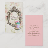 エレガントでシックでビクトリアンな花のパン屋のカップケーキ 名刺 (正面/裏面)