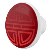 エレガントでシックでビロードのようで赤く中国のな長寿のモチーフ セラミックノブ (右)