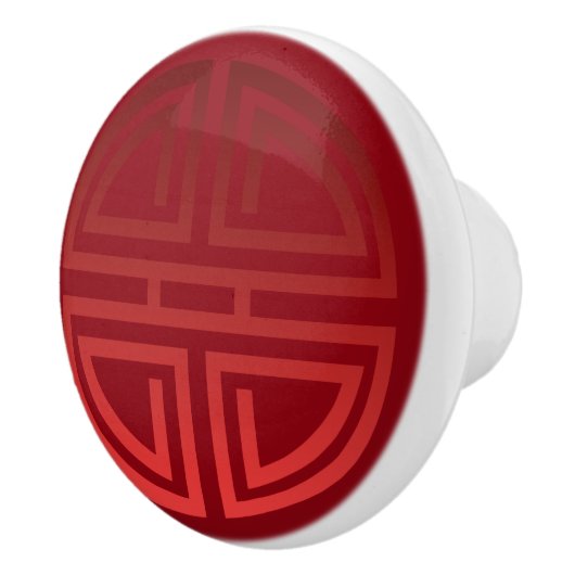 エレガントでシックでビロードのようで赤く中国のな長寿のモチーフ セラミックノブ (右)