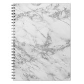 エレガントでシックで白い灰色の銀製のグリッターの大理石 ノートブック (正面)