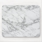 エレガントでシックで白い灰色の銀製のグリッターの大理石 マウスパッド (正面)