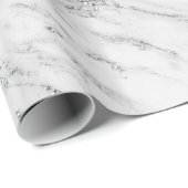 エレガントでシックで白い灰色の銀製のグリッターの大理石 ラッピングペーパー (ロールコーナー)