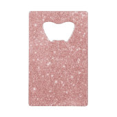 エレガントでシックで贅沢でフェイクなグリッターのばら色の金ゴールド クレジットカード栓抜き (正面)