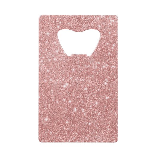 エレガントでシックで贅沢でフェイクなグリッターのばら色の金ゴールド クレジットカード栓抜き (正面)