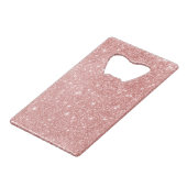 エレガントでシックで贅沢でフェイクなグリッターのばら色の金ゴールド クレジットカード栓抜き (裏面アングル)