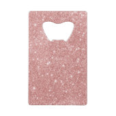 エレガントでシックで贅沢でフェイクなグリッターのばら色の金ゴールド クレジットカード栓抜き (裏面)