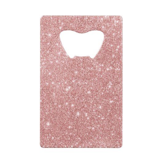 エレガントでシックで贅沢でフェイクなグリッターのばら色の金ゴールド クレジットカード栓抜き (裏面)