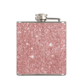 エレガントでシックで贅沢でフェイクなグリッターのばら色の金ゴールド フラスク (裏面)
