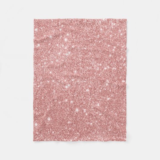 エレガントでシックで贅沢でフェイクなグリッターのばら色の金ゴールド フリースブランケット (正面)