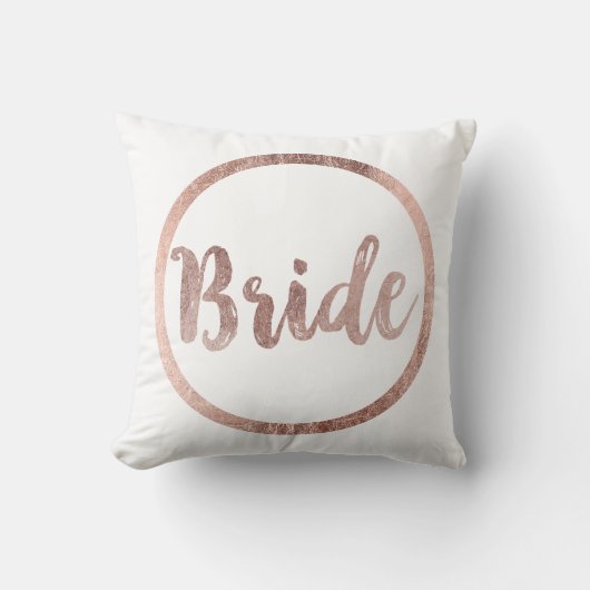 エレガントでシックなのどのばら色の金ゴールドの花嫁のタイポグラフィ クッション (正面)