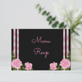 エレガントでシックなコーナーのばら色の花束メニューRSVP 出欠カード (スタンド正面)