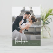 エレガントでシックなダークモスグリーン結婚ズ サンキューカード (スタンド正面)