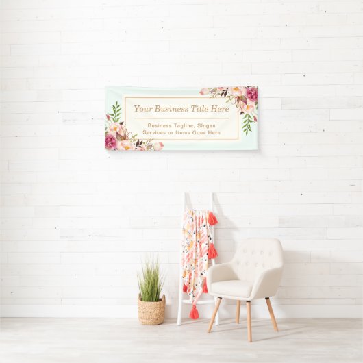 エレガントでシックなパステル調の水彩画の花柄ビジネス 横断幕 (インサイチュ)