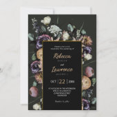 エレガントでシックなムーディーフラワーの結婚式招待状 招待状 (正面)