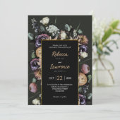 エレガントでシックなムーディーフラワーの結婚式招待状 招待状 (スタンド正面)