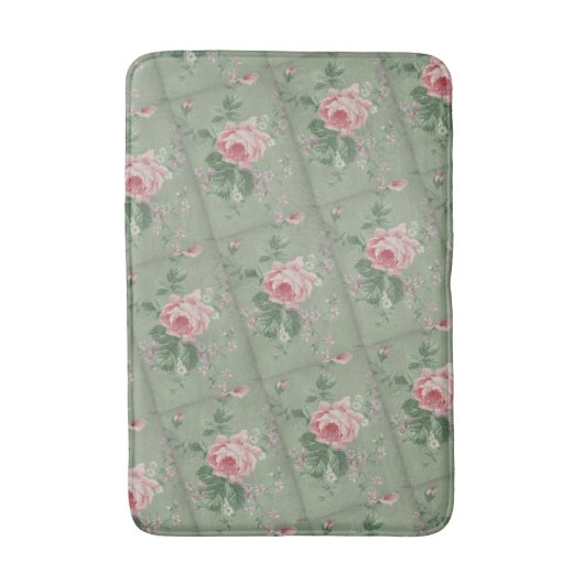 エレガントでシックなヴィンテージのピンクのバラの花 バスマット (正面縦)