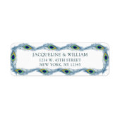 エレガントでシックな孔雀の水彩画の差出人住所 ラベル (正面)