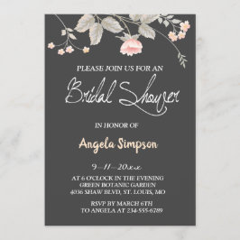 エレガントでシックな水彩画の花のブライダルシャワーカード 招待状