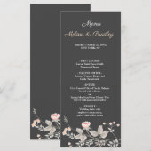 エレガントでシックな水彩花イラストのウェディングメニュー プログラム (正面/裏面)