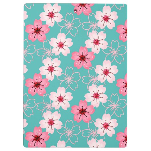 エレガントでシックな花の桜パターン クリップボード (裏面)