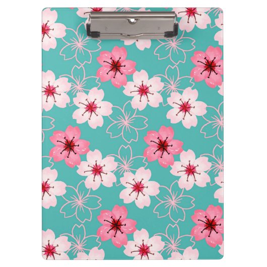 エレガントでシックな花の桜パターン クリップボード (正面)