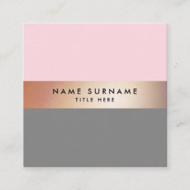 エレガントでシックな金ゴールドのストライプのピンクの正方形の名刺 スクエア名刺