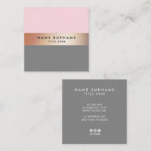 エレガントでシックな金ゴールドのストライプのピンクの正方形の名刺 スクエア名刺 (正面/裏面)