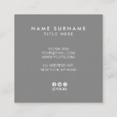 エレガントでシックな金ゴールドのストライプのピンクの正方形の名刺 スクエア名刺 (裏面)