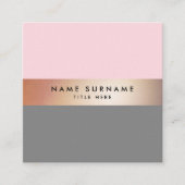 エレガントでシックな金ゴールドのストライプのピンクの正方形の名刺 スクエア名刺 (正面)