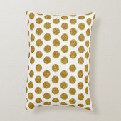 エレガントでシックな金ゴールドの水玉模様のグリッターの写真のプリント アクセントクッション (裏面(縦))