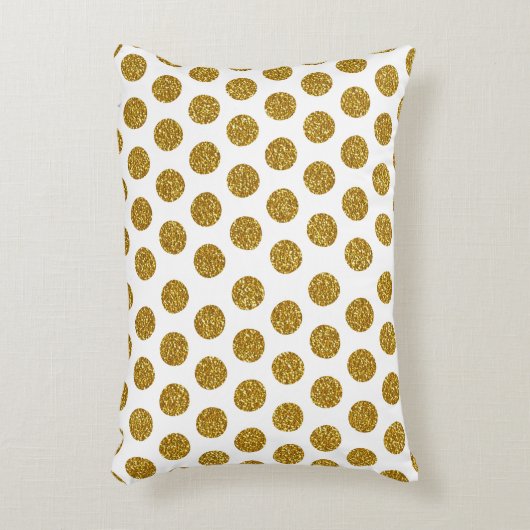 エレガントでシックな金ゴールドの水玉模様のグリッターの写真のプリント アクセントクッション (正面(垂直))