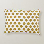 エレガントでシックな金ゴールドの水玉模様のグリッターの写真のプリント アクセントクッション (裏面)