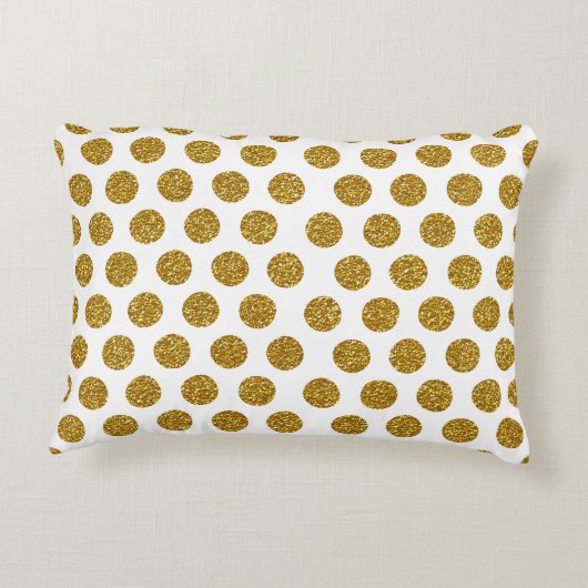 エレガントでシックな金ゴールドの水玉模様のグリッターの写真のプリント アクセントクッション (裏面)