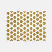 エレガントでシックな金ゴールドの水玉模様のグリッターの写真のプリント フリースブランケット (正面(横))