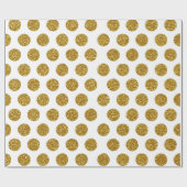 エレガントでシックな金ゴールドの水玉模様のグリッターの写真のプリント ラッピングペーパー (フラット)