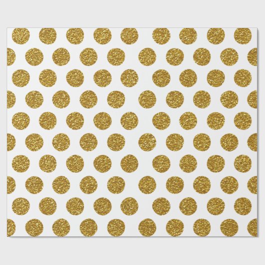 エレガントでシックな金ゴールドの水玉模様のグリッターの写真のプリント ラッピングペーパー (フラット)
