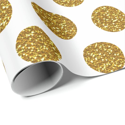 エレガントでシックな金ゴールドの水玉模様のグリッターの写真のプリント ラッピングペーパー (ロールコーナー)