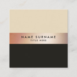 エレガントでシックなGoldStripeブラウンの正方形の名刺 スクエア名刺