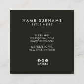 エレガントでシックなGoldStripeブラウンの正方形の名刺 スクエア名刺 (裏面)