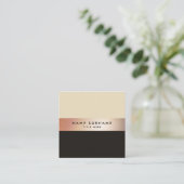 エレガントでシックなGoldStripeブラウンの正方形の名刺 スクエア名刺 (スタンド正面)