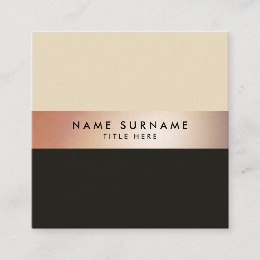 エレガントでシックなGoldStripeブラウンの正方形の名刺 スクエア名刺 (正面)